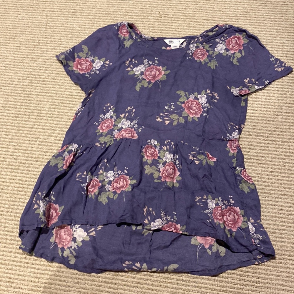 Purple Floral Peplum Blouse
